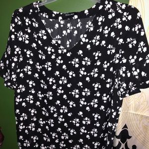 Black and white floral shirt